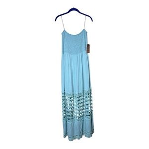 Justify Blue Maxi A-Line Skirt with Smocked Cut Out Design